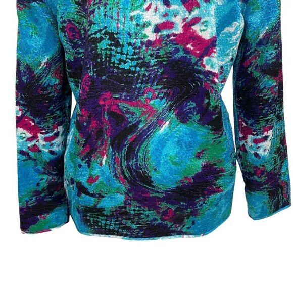 Izaro Womens L Abstract Print Jacket Vibrant Multicolor Textured Satin Luxurious - Picture 9 of 11
